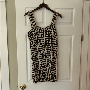 Stylish Black and Cream Crochet Vici Dress